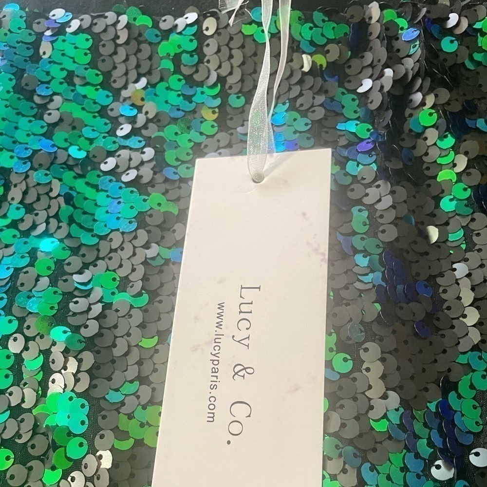 Lucy Paris Green & black Sequin mermaid scales skirt - Picture 5 of 15